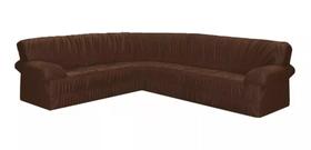 Capa De Sofá De Canto Para Sofa 5 e 6 Lugares Com Braço Elasticada Malha gel