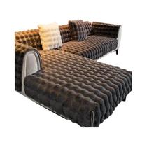 Capa De Sofá De Pelúcia Imitação De Pele De Coelho, Grossa E Quente, Antiderrapante, Toalha Macia