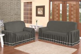 Capa De Sofa Dois E Treis Lugares Super Luxo Com Babado Dália Modelo Exclusivo Micro Percal