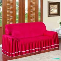 Capa De Sofá Dois Lugares Dalia Tecido Micro Percal Luxo Com Babado