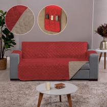 Capa de Sofa Dupla Face 2 Lugares Caqui-Vermelho Capa de Sofa Dupla Face 2 Lugares Caqui-Vermelho