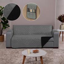 Capa de Sofa Dupla Face 2 Lugares Cinza-Preto Capa de Sofa Dupla Face 2 Lugares Cinza-Preto