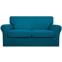 Capa de sofá, elástica e fácil de usar para Loveseat, azul pavão