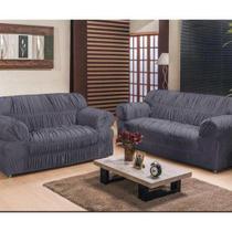 Capa De Sofá Elasticada 2 e 3 Lugares Malha Gel Cinza - Bom Fio