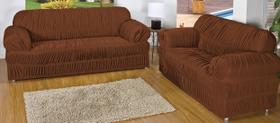 Capa De Sofá Elasticada 3 E 2 Lugares Penélope 21 Elásticos Super Resistente Marrom