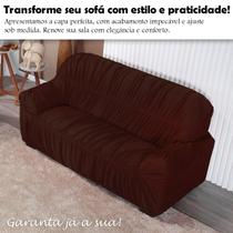 Capa De Sofá Elasticada 3 Lugares King Protetor Marrom Capa De Sofá Elasticada 3 Lugares King Protetor Marrom