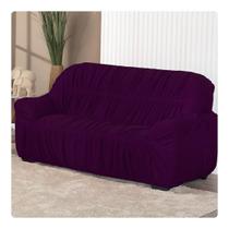 Capa De Sofá Elasticada 3 Lugares King Protetor Roxo Capa De Sofá Elasticada 3 Lugares King Protetor Roxo