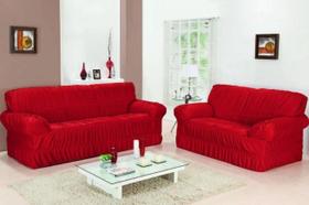 Capa de Sofá Elasticada em Malha 2 e 3 Lugares Vermelho