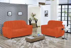 Capa De Sofá Elasticada King 3 E 2 Lugares Sala Malha Gel Grande Laranja
