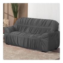 Capa De Sofá Elasticada Malha 3 Lugares Avulsa Chumbo- Shop Casa Nobre