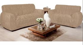 Capa De Sofá Elasticada Penélope 2 E 3 Lugares Bege