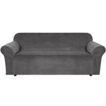 Capa de sofá H.VERSAILTEX Stretch Velvet Grey para sofá extra largo