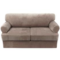 Capa de sofá H.VERSAILTEX Thick Velvet para 2 almofadas Couch Taupe Capa de sofá H.VERSAILTEX Thick Velvet para 2 almofadas Couch Taupe