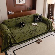 Capa de sofá HANDONTIME Bird Floral Chenille Green para sofá