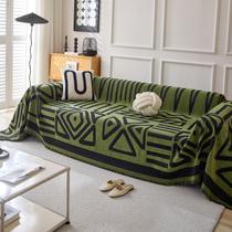 Capa de sofá HANDONTIME Boho Geometric Avocado Chenille 180x340cm
