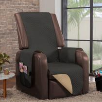 Capa de Sofa Impermeável 1 Lugar Caqui-Preto