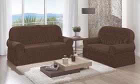 Capa de Sofá Kit 2 e 3 Lugares 12 Elásticos Helanca Chocolate Capa de Sofá Kit 2 e 3 Lugares 12 Elásticos Helanca Chocolate