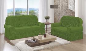 Capa de Sofá Kit 2 e 3 Lugares 12 Elásticos Helanca Verde Relva Capa de Sofá Kit 2 e 3 Lugares 12 Elásticos Helanca Verde Relva