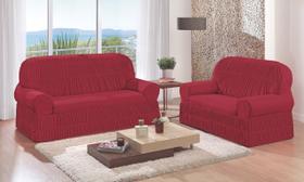 Capa de Sofá Kit 2 e 3 Lugares 12 Elásticos Helanca Vermelho