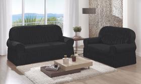 Capa de Sofá Kit 2 e 3 Lugares 12 Elásticos POP Preto