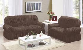 Capa de Sofá Kit 2 e 3 Lugares 20 Elásticos Helanca Chocolate