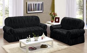 Capa de Sofá Kit 2 e 3 Lugares 20 Elásticos Helanca Preto Capa de Sofá Kit 2 e 3 Lugares 20 Elásticos Helanca Preto