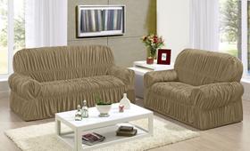 Capa de Sofá Kit 2 e 3 Lugares 20 Elásticos POP Palha Capa de Sofá Kit 2 e 3 Lugares 20 Elásticos POP Palha