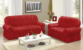 Capa de Sofá Kit 2 e 3 Lugares 20 Elásticos POP Vermelho Capa de Sofá Kit 2 e 3 Lugares 20 Elásticos POP Vermelho