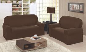 Capa de Sofá Kit 2 e 3 Lugares Tradicional Helanca Chocolate Capa de Sofá Kit 2 e 3 Lugares Tradicional Helanca Chocolate