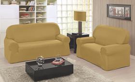 Capa de Sofá Kit 2 e 3 Lugares Tradicional Helanca Dourado Capa de Sofá Kit 2 e 3 Lugares Tradicional Helanca Dourado