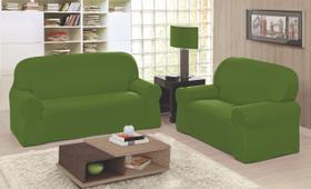 Capa de Sofá Kit 2 e 3 Lugares Tradicional Helanca Verde Relva