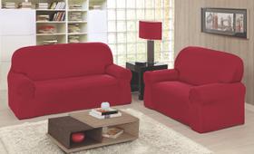 Capa de Sofá Kit 2 e 3 Lugares Tradicional Helanca Vermelho Capa de Sofá Kit 2 e 3 Lugares Tradicional Helanca Vermelho