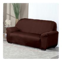 Capa De Sofá Lisa Avulsa 3 Lugares Em Malha Marrom Capa De Sofá Lisa Avulsa 3 Lugares Em Malha Marrom