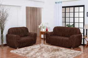 Capa De Sofá Liso 3 E 2 Lugares Envio Imediato Marrom