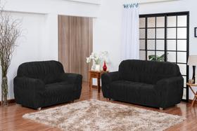Capa De Sofá Liso 3 E 2 Lugares Envio Imediato Preto