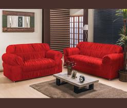 Capa De Sofá Malha Gel 3 E 2 Lugares 21 elásticos Vermelha Capa De Sofá Malha Gel 3 E 2 Lugares 21 elásticos Vermelha