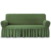 Capa de sofá NICEEC verde de 3 lugares de alta elasticidade com saia