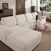 Capa de sofá OHSIO Stretch Sofa, macia, lavável, 2 lugares, marfim Capa de sofá OHSIO Stretch Sofa, macia, lavável, 2 lugares, marfim