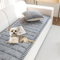 Capa de sofá para cães XSLive Faux Fur Plush 3D Stripe Light Grey