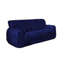 Capa de Sofá PENÉLOPE ELÁSTICADA 3 LUGARES Tamanho King Cor 05: Azul Marinho