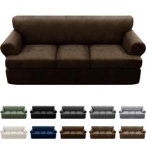 Capa de sofá Pfrstuv Leather Look de 4 peças para sofá de 3 almofadas Capa de sofá Pfrstuv Leather Look de 4 peças para sofá de 3 almofadas