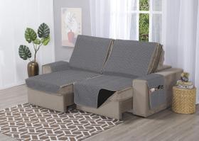 Capa de Sofá Retrátil Protetor 4 Lugares 2,40m de Assento Dupla Face Duas Cores Capa de Sofá Retrátil Protetor 4 Lugares 2,40m de Assento Dupla Face Duas Cores