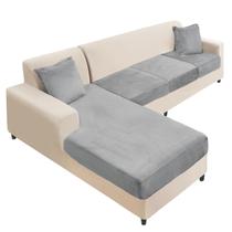 Capa de sofá secional NAISI Velvet 4 peças cinza claro