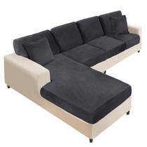Capa de sofá secional NAISI Velvet 8 peças preta em forma de L