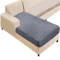 Capa de sofá secional NAISI Velvet para espreguiçadeira cinza escuro