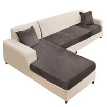 Capa de sofá secional NAISI Velvet Stretch 4 peças marrom