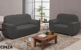 Capa De Sofá Spandex Coladinha 2 E 3 Lugares + Fixador - CINZA
