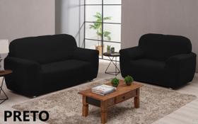 Capa De Sofá Spandex Coladinha 2 E 3 Lugares + Fixador - PRETO