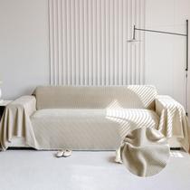 Capa de sofá STACYPIK Soft Light Khaki Chenille Yarn para 3-4 assentos