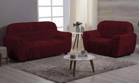 Capa De Sofá Super King 3,2 Lugar Malha Helanca Quali Vinho